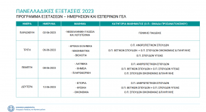 Πανελλήνιες 2023: Έναρξη 1 Ιουνίου(ΕΠΑΛ) , 2 Ιουνίου (ΓΕΛ)